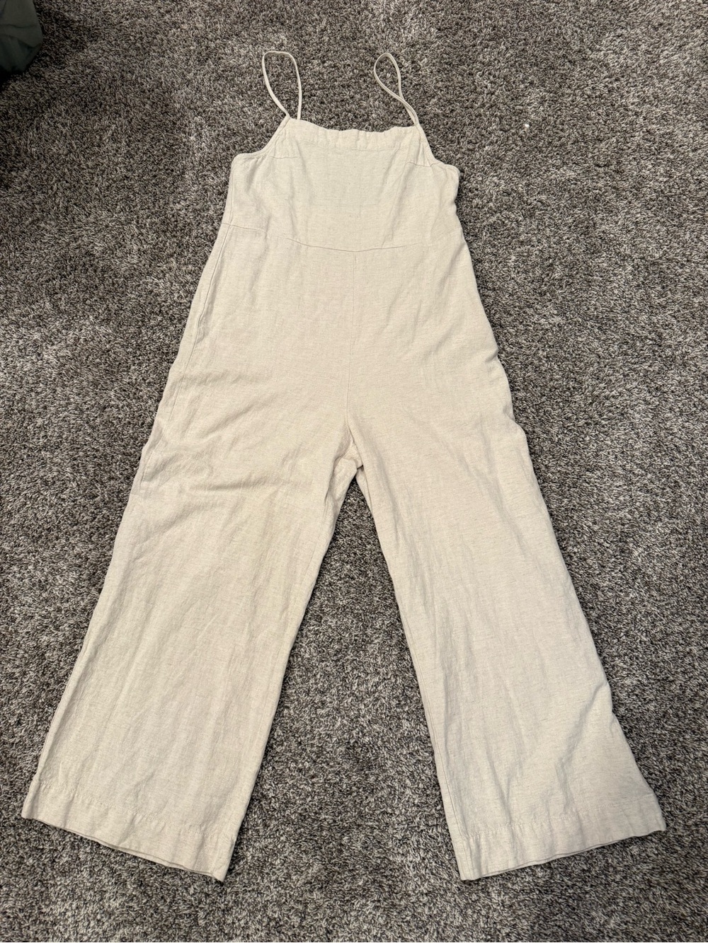 Rhythm. Cream Linen-Look Wide-Leg Jumpsuit